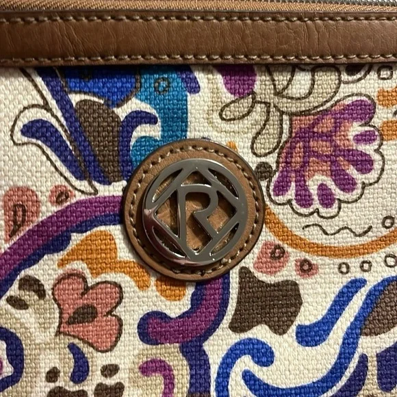 Relic Triple Zip Paisley Print Crossbody Bag with Brown Accents - Picture 8 of 12